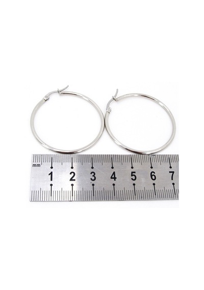 36 MM Kadın Halka Çelik Küpe Çifti Italyan Kilitli Mse27
