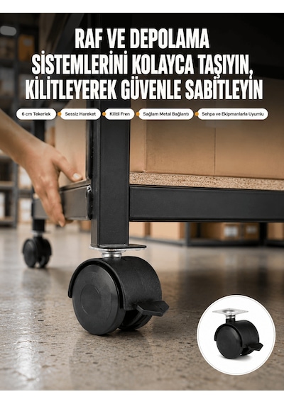 6 Cm Kilitli Tekerlek Ayak 4 Adet Sehpa Ve Ekipman Uyumlu - Uczzzkilitli6cmayak-6 Ahşap - Altın