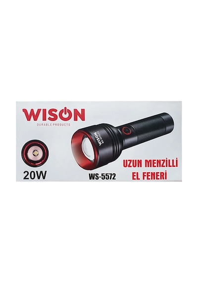 Wıson Ws-5572 20w Uzun Menzilli Şarjlı Metal El Feneri