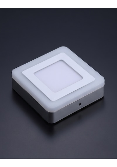 Kare Sıva Üstü Led Spot Armatür 9 Watt Çift Renk Üç Kademe Mavi Günışığı Gece Lambası