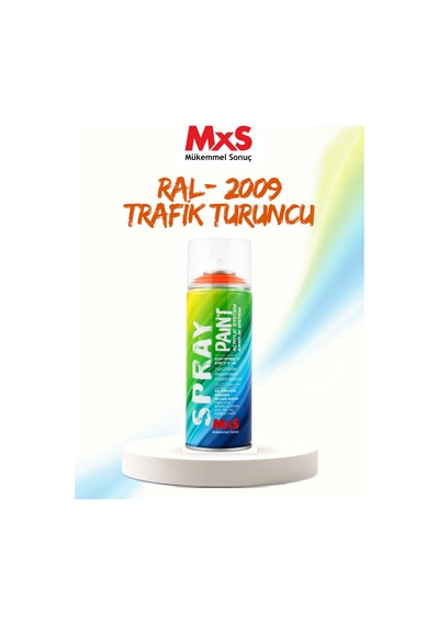 Mxs Ral 2009 Trafik Turuncu Akrilik Sprey Boya 400 Ml Siyah