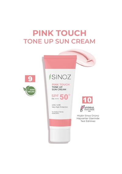 Sinoz SPF50+ Pink Touch Ton Eşitleyici Pembe Yüz Güneş Kremi PA++++ 50 ML