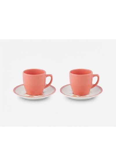 Pastel Pembe Porselen Kahve Sunum Takımı 2 Kişilik