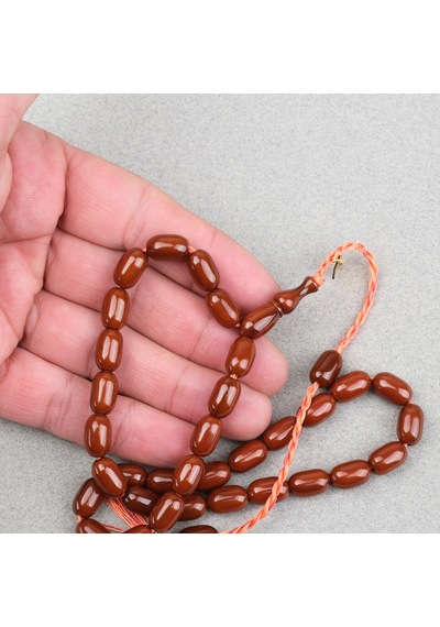 Omari Sıkma Kehribar Kapsül Kesim Oturtma İmameli Sistemli 7x12mm Tesbih 32401453