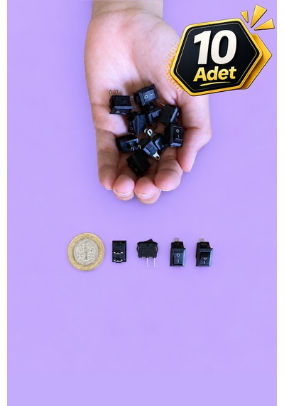 Mini Kare Işıksız On/off Anahtar Switch 2 Pin 10 Adet Küçük Boy Aç-kapa Işıksız Siyah Anahtar Ic-125b 3a/6a/125v