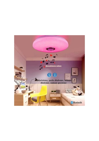 Akıllı Hoparlörlü Rgb Tavan Işığı Lambası Kumandalı Bluetooth Uyumlu Dekoratif Modern Avize Beyaz - 826719167 Beyaz