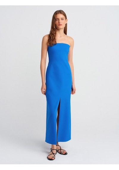 Dilvin 90758 Straplez Elbise-saks Saks