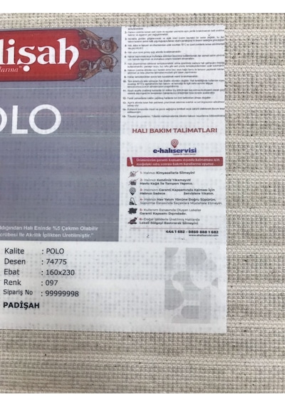 Padişah Halı Polo 74775 097 Serisi Akrilik Salon Oturma Yatak Odası Halısı Gri
