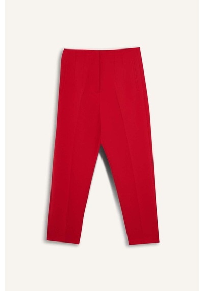 Defacto Carrot Fit Fermuarlı Yüksek Bel Dar Paça Crop Pantolon C2466ax25aurd79 Kırmızı-rd79