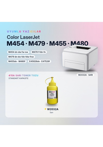 Hp 415a W2032a Toner Tozu Sarı 80gr / Color Laserjet Pro M454 / M479 Enterprise M455 / M480