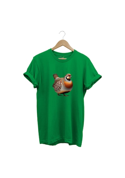 Avcılık Hunting Kınalı Keklik Baskılı Vahşi Yaşam %100 Pamuk Unisex Regular Fit T-shirt Yeşil