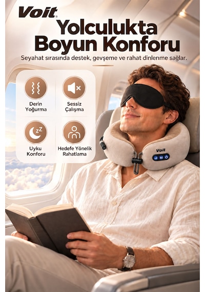 Soft Relax Masajlı Seyahat Yastığı Boyun Masaj Yastığı U Şekilli Yumuşak Dokulu