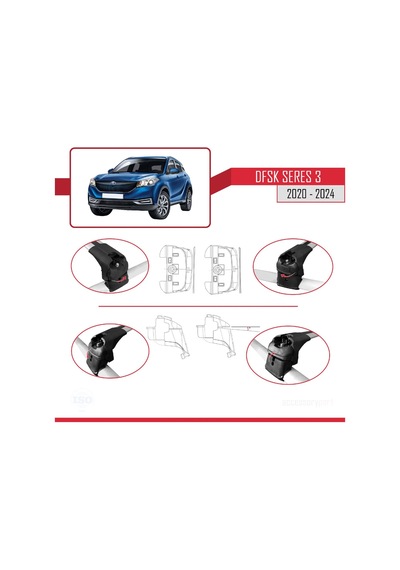 Dfsk Glory/seres 3 2020 Ve Sonrası İle Uyumlu Ace-2 Ara Atkı Tavan Barı Gri