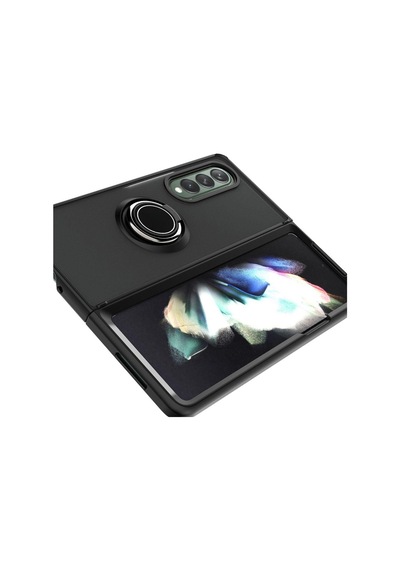Samsung Galaxy Z Fold 6 Uyumlu Kılıf Yüzüklü Standlı Extra Darbe Koruma Sert Kapak - Kırmızı