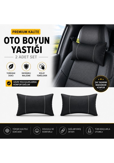Günaks Oto Suni Deri Boyun Yastığı - Konforlu Ve Şık Araç İçi Destek Üniversal 1