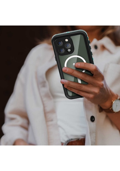 Goocamp Apple Uyumlu iPhone 14 Pro Max 1-1 Su Geçirmez Kılıf-siyah Siyah