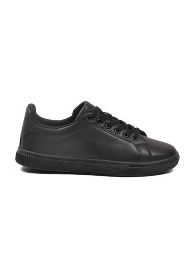 Ayk's Siyah Bağcıklı Hafif Cilt Erkek Sneaker Mota 600 M Siyah-siyah