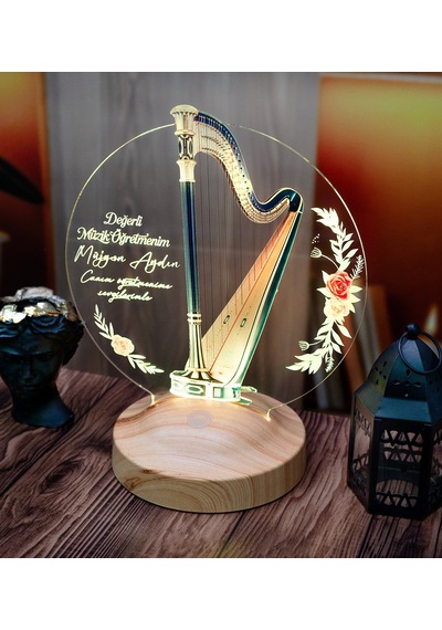 Arp Figürlü Kişiye Özel Led Lamba Müzisyenler Ve Müzik Öğretmenleri İçin Özel Tasarım Hediye