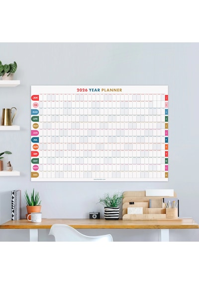 2026 Yıllık Planlayıcı Duvar Takvimi, 2026 Duvar Takvimi, Canlı Parlak Renkli, Minimalist Duvar Takv