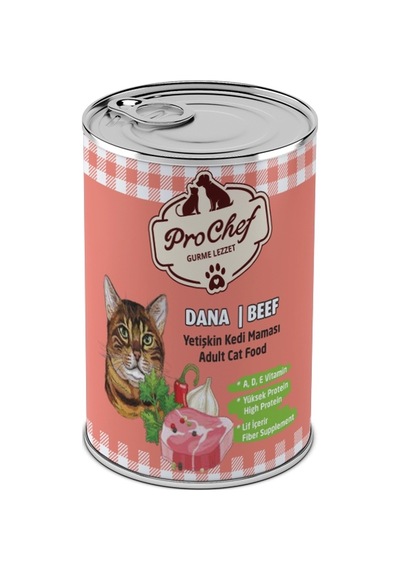 Prochef Dana Etli Kıyılmış Konserve Yetişkin Kedi Maması 12 x 415 G
