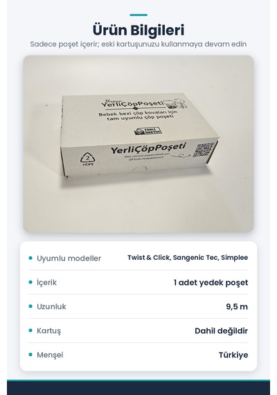 Twist İle Tam Uyumlu Yerli Malı Çöp Poşeti - Tekli