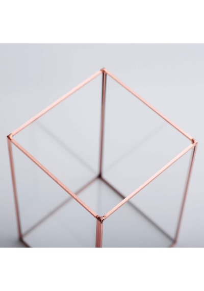15x10x10cm Bakır Rose Gold Geometrik Teraryum Cam Fanus Vazo Mumluk Yapımı Dekoratif Çok Renkli