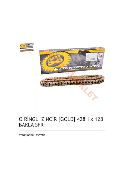 Yamaha Ybr 125 Zincir 428 H 128 Bakla Gold Oringli 389097660