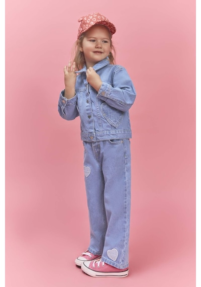 Defacto Kalp Patchli Pamuklu Pantolon Kız Bebek H0368A526SM