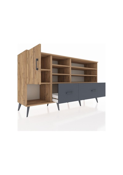 Kronos Konsol 8 Raflı 2 Çekmeceli Tek Kapaklı 176x59x99 Çam-çam/ Çam-çam/antrasit Kronos Konsol 8 Raflı 2 Çekmeceli Tek Kapaklı 176x59x99 Çam-çam/ Çam-çam/antrasit