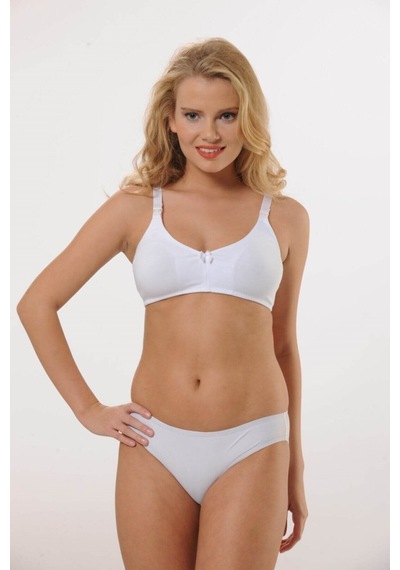 Hmd Underwear Kadın 3'lü Beyaz %100 Pamuk Emzirme Sütyeni & Rahat Doku Hmd6010-3 Beyaz