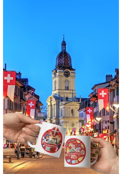 İsviçre Kupa Bardak 2 Adet Seyahat Hatıra Switzerland Mug