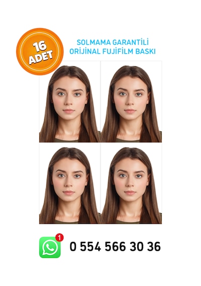 Vesikalık Biyometrik Fotoğraf Baskısı - 16 Adet