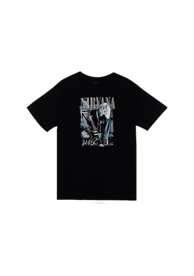 Nirvana - Kurt Cobain Baskılı Unisex %100 Pamuk Siyah T-shirt SIYAH
