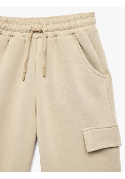 Koton Balon Kesim Jogger Eşofman Altı Kargo Cepli Beli Bağlamalı Bej 7wkb40105tk Ekru