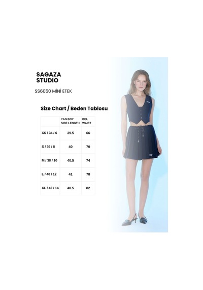 Sagaza Studio Ss6050 Eva Pileli Etek Lacivert