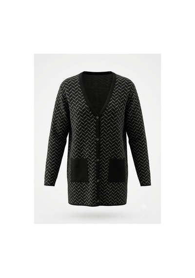 Onno Style Women Klasik Triko Düğmeli Ceket Siyah