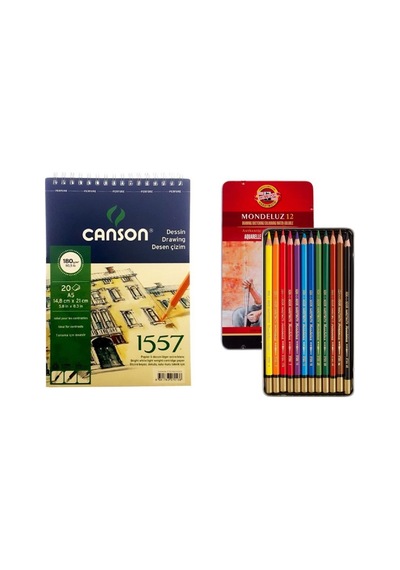 Koh-i Noor Mondeluz Aquarell Boya Kalemi Seti 12 Renk + Defter