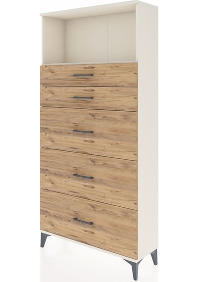 Arges Dolap Tek Raflı 5 Çekmeceli 88x30x182 Aytaşı-çam Aytaşı