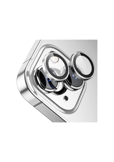 Buff Apple Uyumlu iPhone 15 / 15 Plus Kamera Metal Lens Koruyucu Gümüş