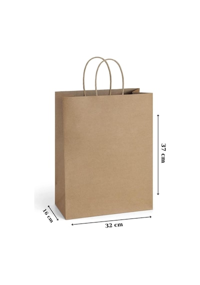 32x16x37 Cm Burgu Saplı Kraft Çanta 200 Adet