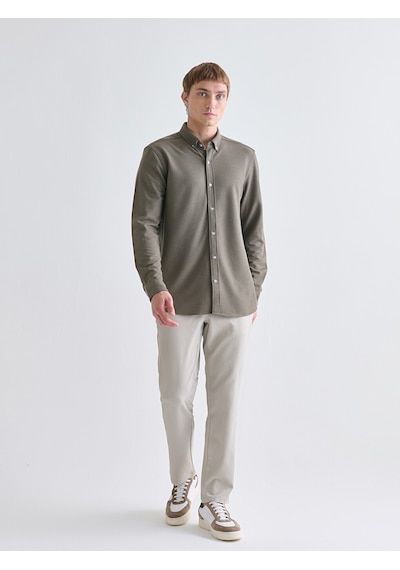 Lcw Vision Yeşil Slim Fit Uzun Kollu Erkek Dokulu Gömlek