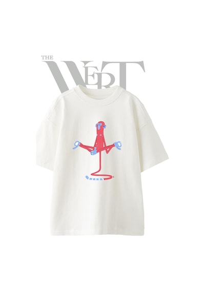 Thewert Meditasyon Maymun Tasarım Baskılı Ünisex Beyaz Oversize T-shirt
