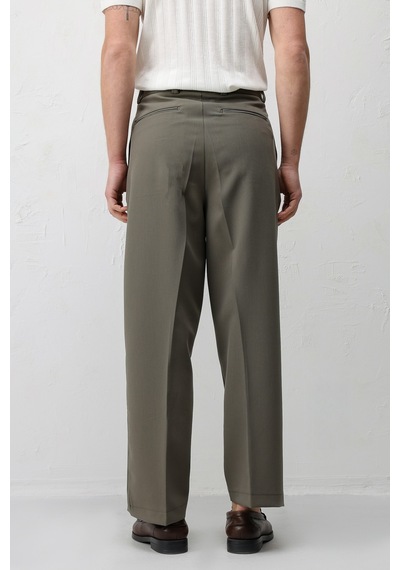 Antioch Relax Fit Baggy Pilili Erkek Pantolon Koyu Haki