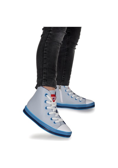 Kiko Kids Pant Günlük Bağcıklı Fermuarlı Erkek Çocuk Spor Ayakkabı Mavi Mavi