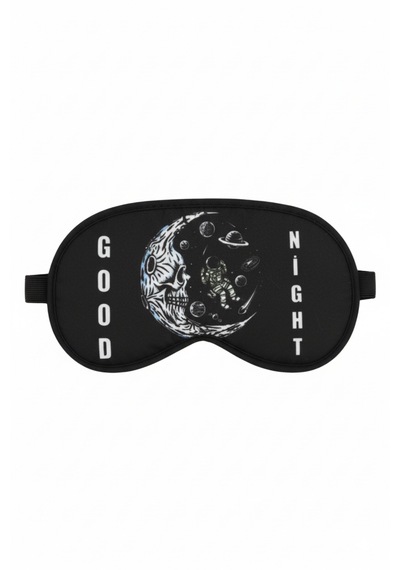 MorMavi Yıkanabilir Uyku Maskesi Işık Önleyici Göz Dinlendirme Ve Terapi Bandı Yoga Göz Bandı Siyah Good Nıght
