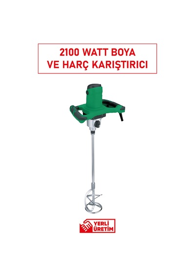 2100 Watt Profesyonel Boya Ve Harç Karıştırıcı Güçlü Motor, Ergonomik Tutma Ve Çift Karıştırma Ucu