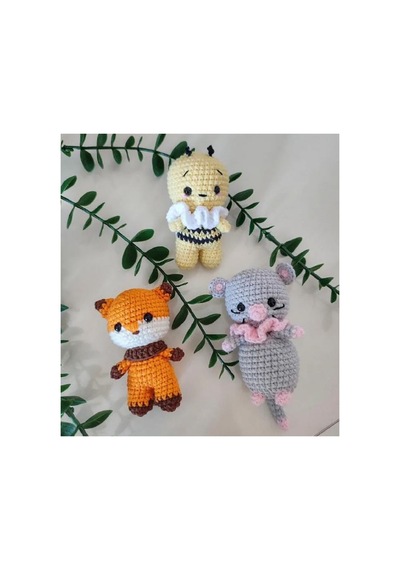 15'li Minik Amigurumi Hayvan Oyuncaklar 8cm El Örgüsüdür