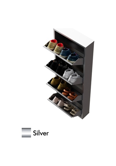 Evdemo 4 Kapaklı Metal Ayakkabılık Silver
