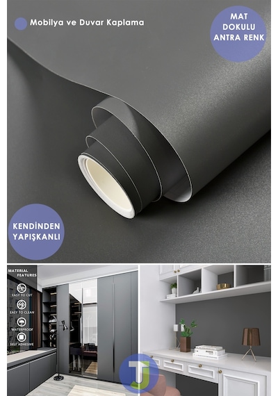Technojet Kendinden Yapışkanlı Mat Renkli Mutfak Banyo Tezgah Duvar Dolap Ve Masa Kaplama 60cmx300cm 001