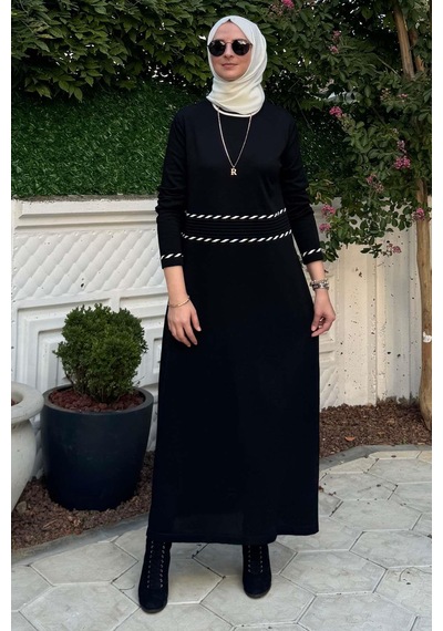 Rabia Şamlı Samanyolu Siyah Triko Elbise Normal